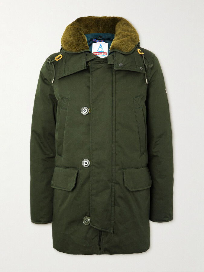 Holubar Boulder Faux Shearling-Lined Coated Cotton-Blend Down Parka ...
