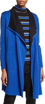 Thumbnail for your product : Misook Contrast Trim Open-Front Long Jacket