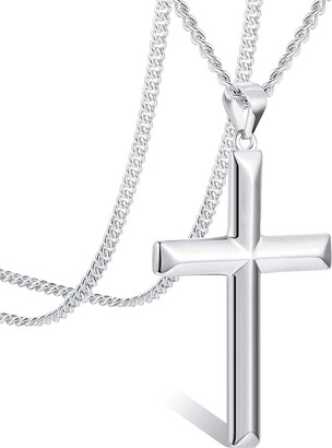 Milacolato 925 Sterling Silver Cross Pendant Necklace for Men Women Silver  Strong Durable Curb Cuban Chain Crucifix Pendant Necklace Jewelry 16-24  Inches - ShopStyle Jewellery