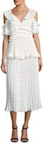 Thumbnail for your product : Self-Portrait Monochrome Striped Pleated Midi Cocktail Dress
