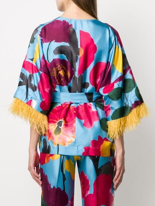 La DoubleJ x Mantero Prom Azzurro print kimono top