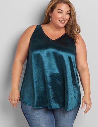 Lane Bryant Double V-neck Satin Swing Tank - ShopStyle Plus Size Tops