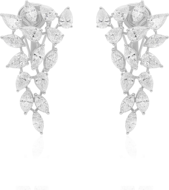 Spectrum Jewels 5.96 Carat Si/h Pear Marquise Diamond Earrings 14 Karat White Gold Fine Jewelry