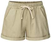 Thumbnail for your product : fereshte Womens Elastic Waist Cotton Linen Casual Beach Shorts with Drawstring Tag 2XL