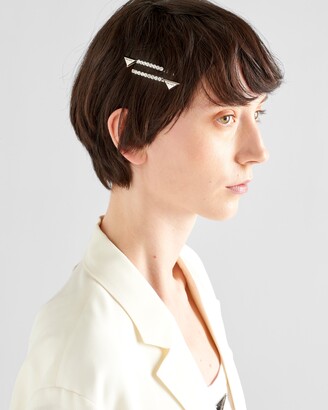 ヘアアクセサリー Prada Brass Hair Clip Gold/Topaz Light Embellished brass hair clip | PRADA