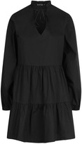 Thumbnail for your product : boohoo Cotton Tie Neck Tiered Smock Dress