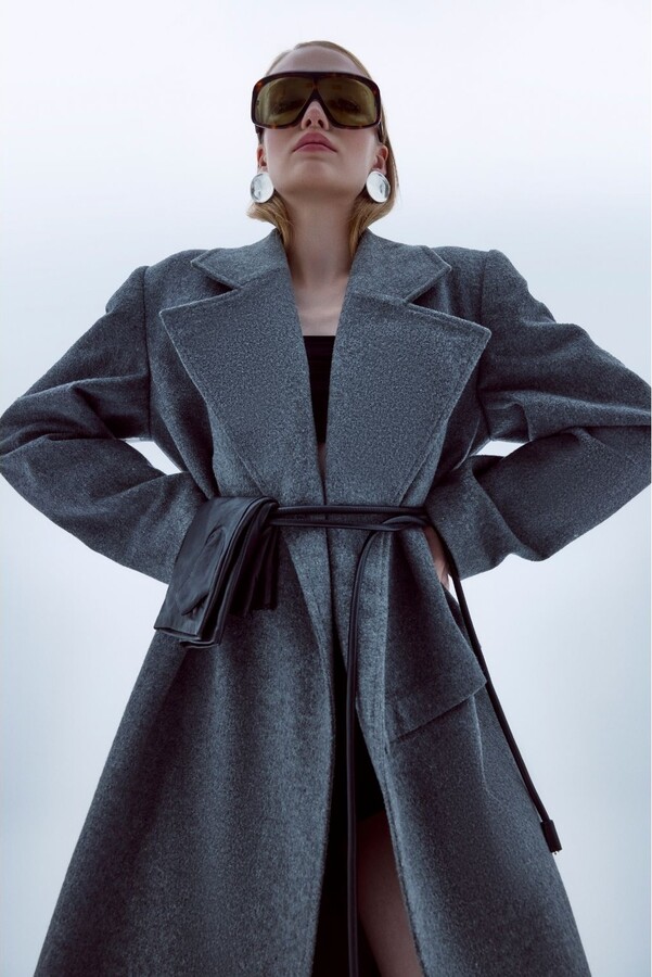 Nazli Ceren Isha Wool Coat In Dark Grey