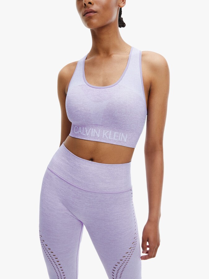 Calvin Klein Seamless Medium Support Sports Bra, Purple Heather - ShopStyle