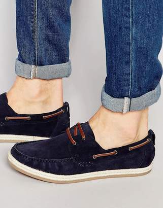 Dune Boat Shoes In Navy Suede