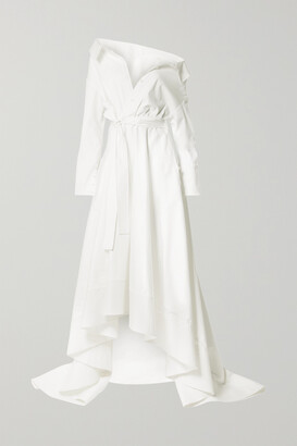 DANIELLE FRANKEL Lou Off-the-shoulder Cotton-blend Poplin Gown - Ivory