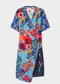 Paul Smith Women's Blue 'Ocean' Print Wrap Dress