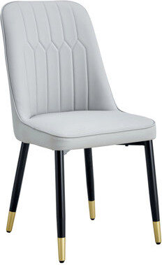Hokku Designs Modern dining chairs are equipped with light gray PU artificial leather backrest cushions and black metal legs, suitable for restaurants,kitchens,and