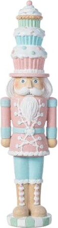 Glitzhome 18.25" Resin Christmas Cupcake Nutcracker Table Decor
