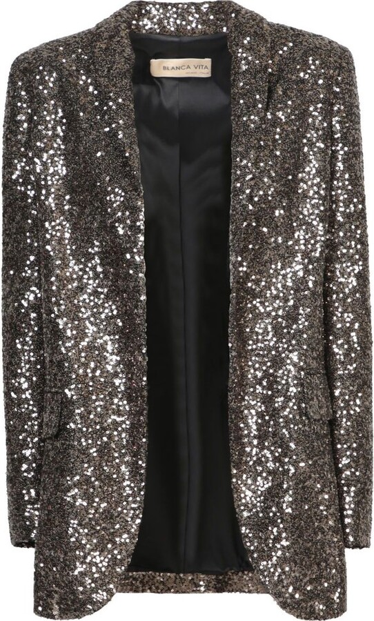 Blanca Vita Long Sequined Shawl Jacket