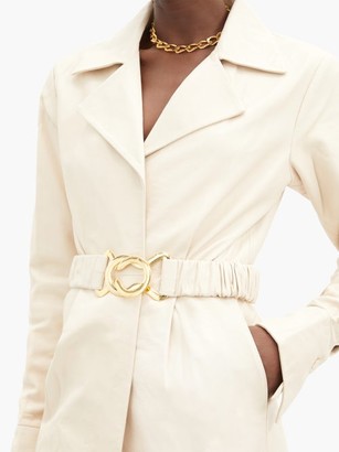 Dodo Bar Or Samara Belted Leather Shirt Dress - Cream