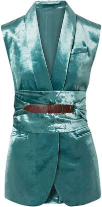 Brunello Cucinelli Belted Cotton-blend Velvet Vest