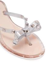Thumbnail for your product : Valentino 'Rockstud' bow glitter PVC flip flops