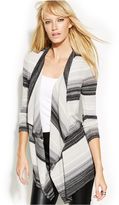 Thumbnail for your product : INC International Concepts Petite Long-Sleeve Draped Striped Cardigan