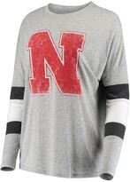 Thumbnail for your product : CAMP DAVID Women's Heathered Gray Nebraska Huskers Swell Stripe Long Sleeve T-Shirt