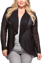 Thumbnail for your product : Belldini Black Pointelle Hi-Low Open Cardigan - Plus