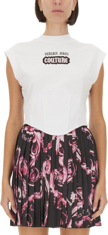 White Top With Logo And Cap Sleeves