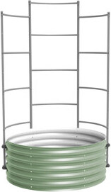 Vego Garden 17" Tall 42" Wide Round Metal Outdoor Raised Garden Bed With Trellis