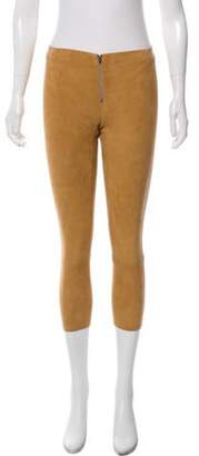 Alice + Olivia Suede Mid-Rise Pants Tan Suede Mid-Rise Pants