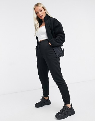 adidas outdoors sherpa fleece jacket in black