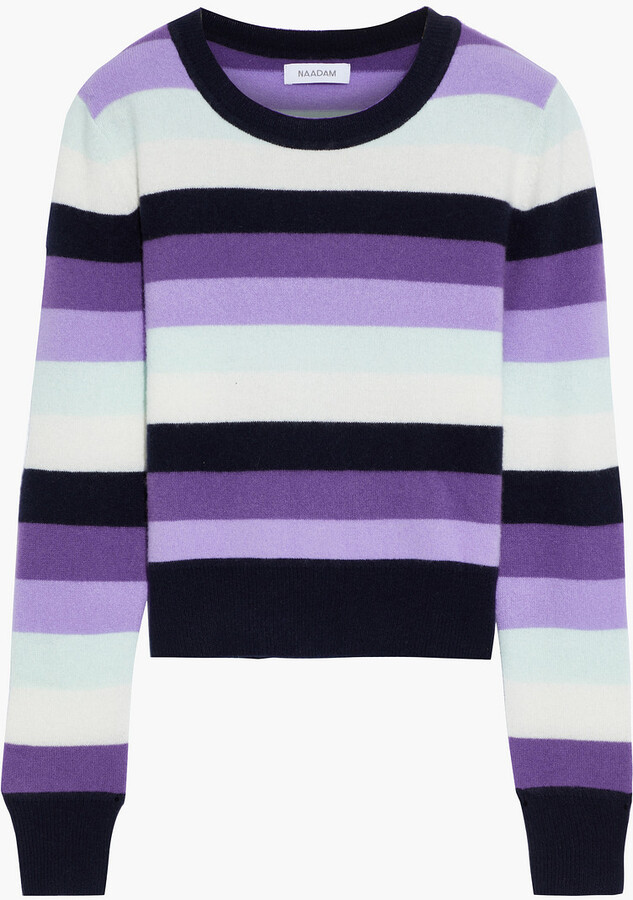 blue and purple striped sweater