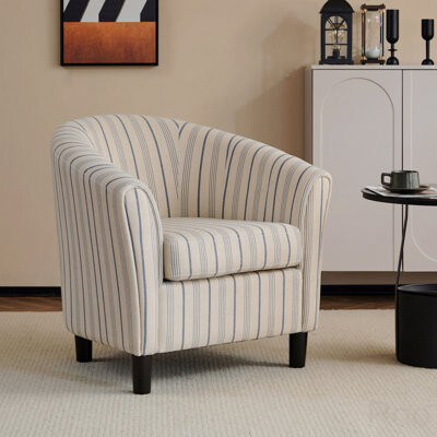 Ebern Designs Barrel Fabric Striped Barrel Basic Accent Chair