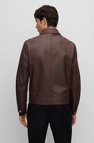Thumbnail for your product : HUGO BOSS Leather jacket with two-way zip