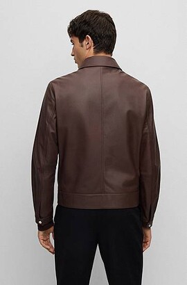 HUGO BOSS Leather jacket with two-way zip