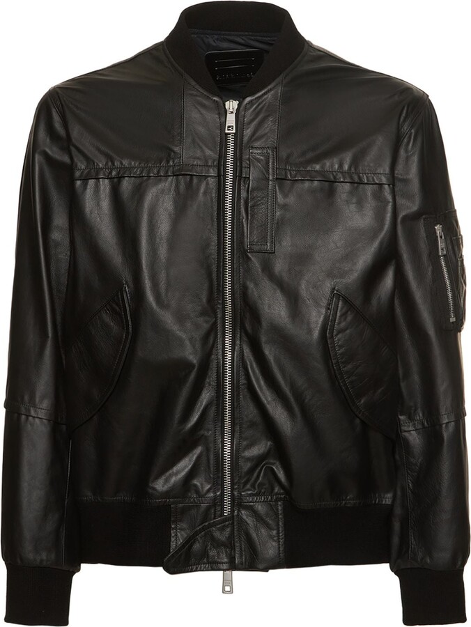 Mens Leather Jacket Sleeve Pocket | ShopStyle
