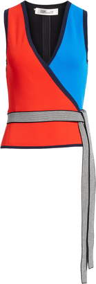 Diane von Furstenberg Kandy Colorblock Wrap Top