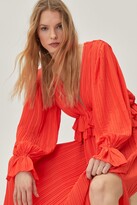 Thumbnail for your product : Nasty Gal Womens Ruffle Plunging Pleated Maxi Dress