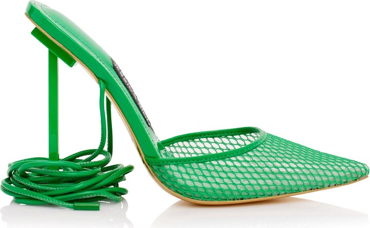 JESSICA RICH A fresh take on the strappy sandal - the Exotic Stiletto combines our classic stiletto heel and sexy lace-up straps with a pointed toe made of soft, breathable, perforated mesh.