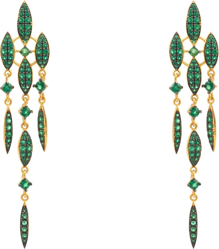 Giani Bernini Created Green Quartz and Cubic Zirconia Linear Drop Earrings