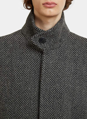 Saint Laurent Herringbone Wool Coat in Grey
