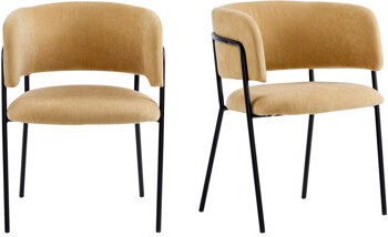 Corrigan Studio Modern Upholstered Arm Dining Chair Set Of 2-Yellow