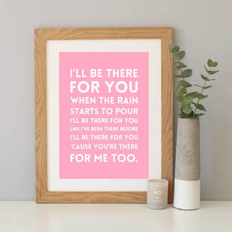 Hope and Love 'I'll Be There For You' Song Lyrics Print