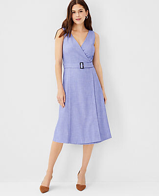 Ann Taylor The Belted Sleeveless Dress in Cross Weave