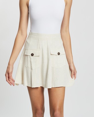 Atmos & Here Atmos&Here - Women's Neutrals Mini skirts - Fia Linen Blend Skirt - Size 10 at The Iconic