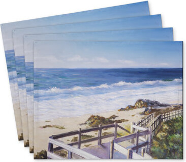 East Urban Home Walk to the Beach Polyester Orlane Set of 4 - Home Decor