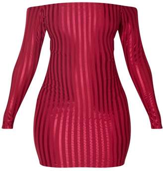 Bardot Burgundy Satin Stripe Detail Bodycon Dress