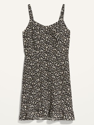 Old Navy Cheetah-Print Fit & Flare Ruffle-Hem Linen-Blend Cami Dress for Women