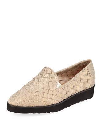 Sesto Meucci Naia Iconic Woven Leather Loafers, Pewter
