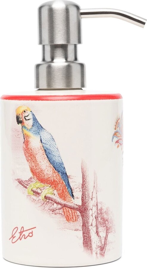 Etro Home Parrot-Print Ceramic Soap Dispenser - Neutrals