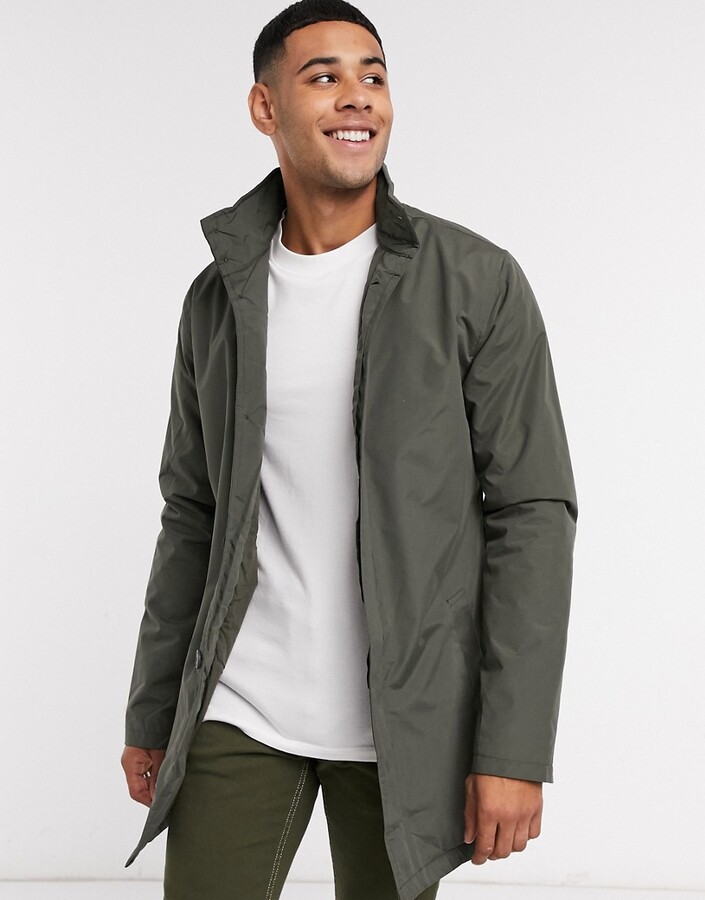 French Connection lined funnel mac jacket in khaki ShopStyle