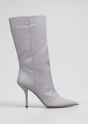 gray booties leather