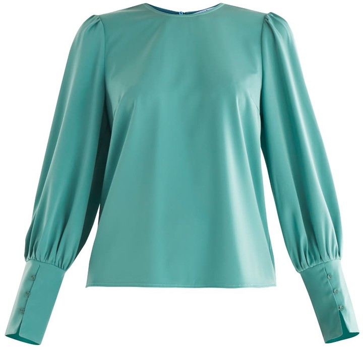 Paisie Lola Gathered Sleeve Blouse In Teal - ShopStyle Tops
